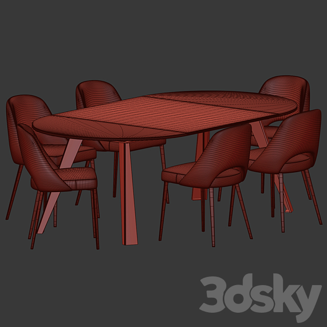 Dining Set 33 3DS Max Model - thumbnail 3