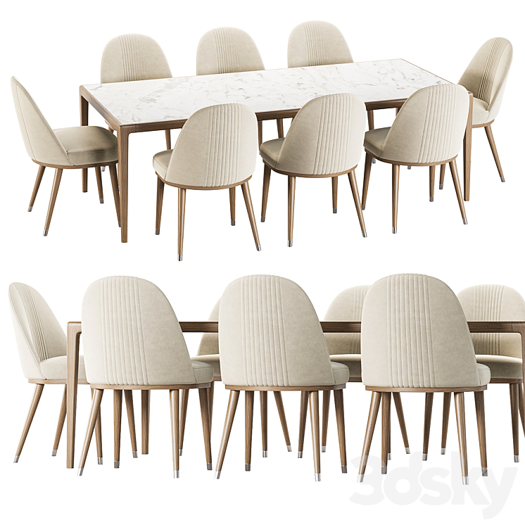 Dining Set 34 3DS Max Model - thumbnail 2