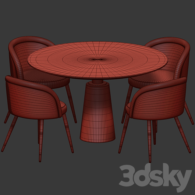 Dining Set 36 3DS Max Model - thumbnail 2