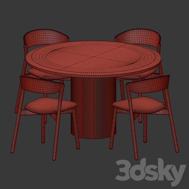 Dining Set 37 3DS Max Model - thumbnail 3