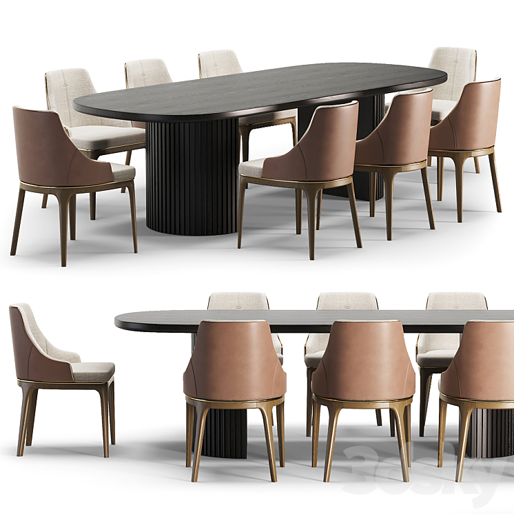 dining set 3DS Max Model - thumbnail 1