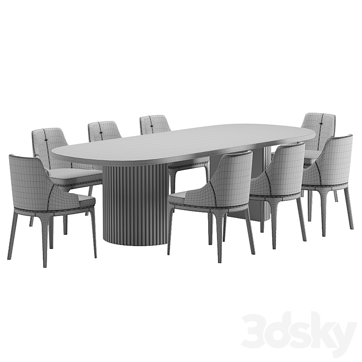 dining set 3DS Max Model - thumbnail 2