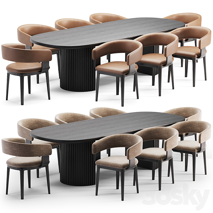 Dining Set 3DS Max Model - thumbnail 1