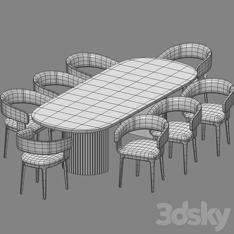 Dining Set 3DS Max - thumbnail 2