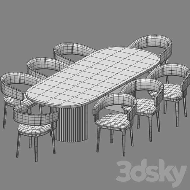 Dining Set 3DS Max Model - thumbnail 2