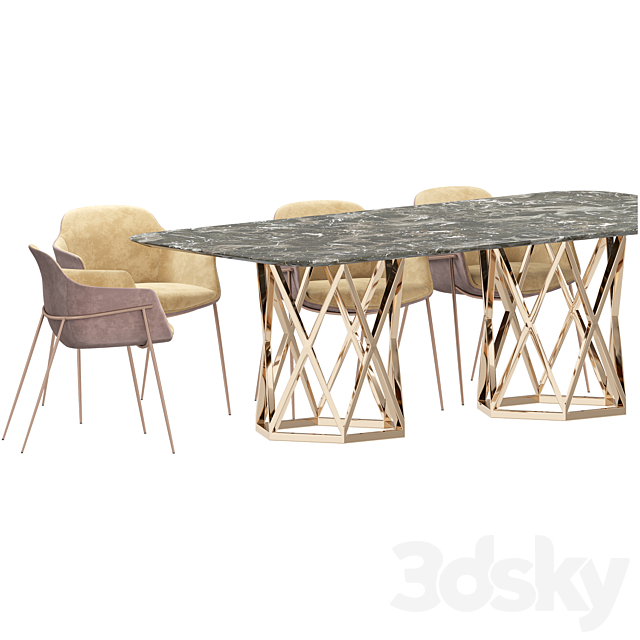 Dining set 3DS Max Model - thumbnail 2