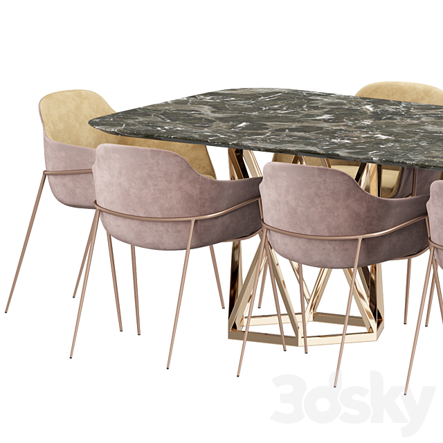 Dining set 3DS Max Model - thumbnail 3