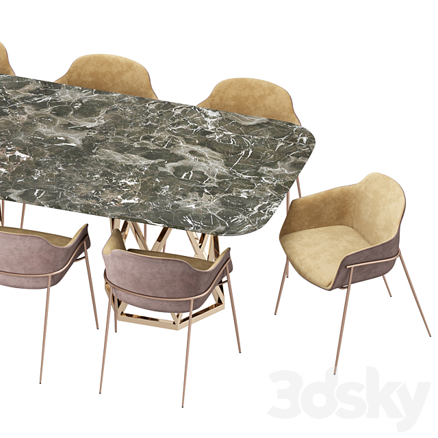 Dining set 3DS Max Model - thumbnail 4