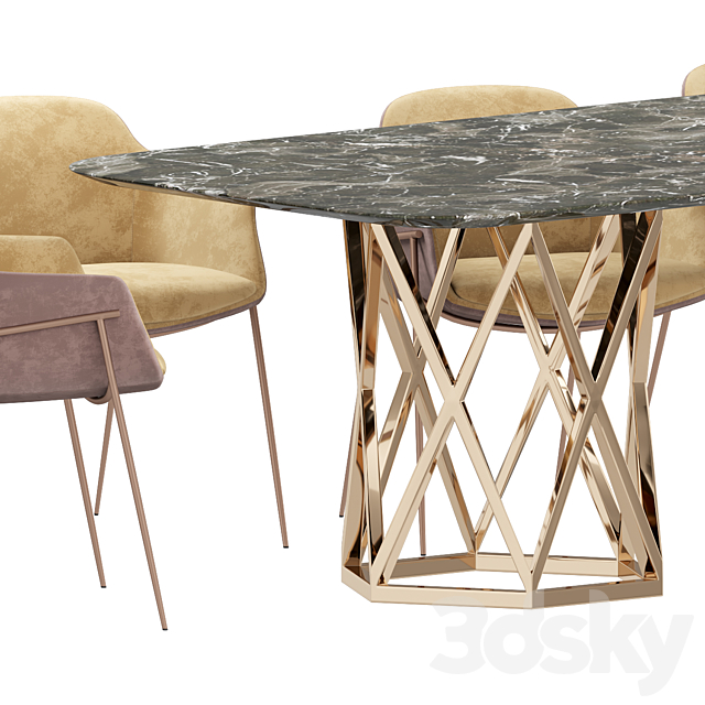 Dining set 3DS Max Model - thumbnail 5