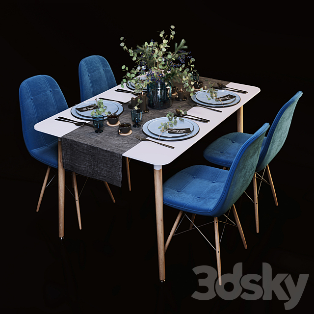 Dining set 3DSMax File - thumbnail 1