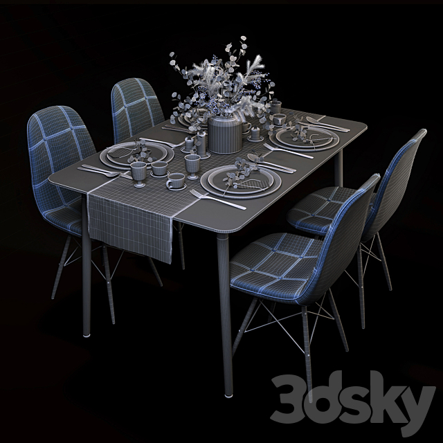 Dining set 3DSMax File - thumbnail 3