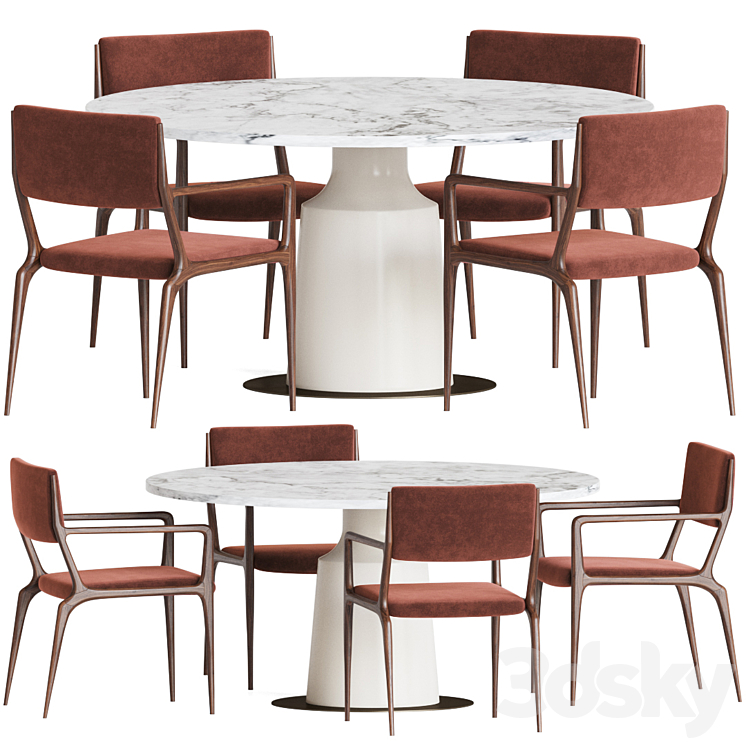 Dining Set 40 3DS Max Model - thumbnail 1