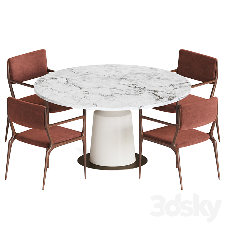 Dining Set 40 3DS Max Model - thumbnail 2