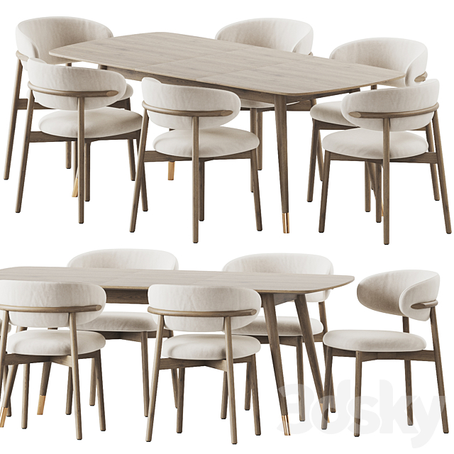 Dining Set 40 3DS Max Model - thumbnail 2