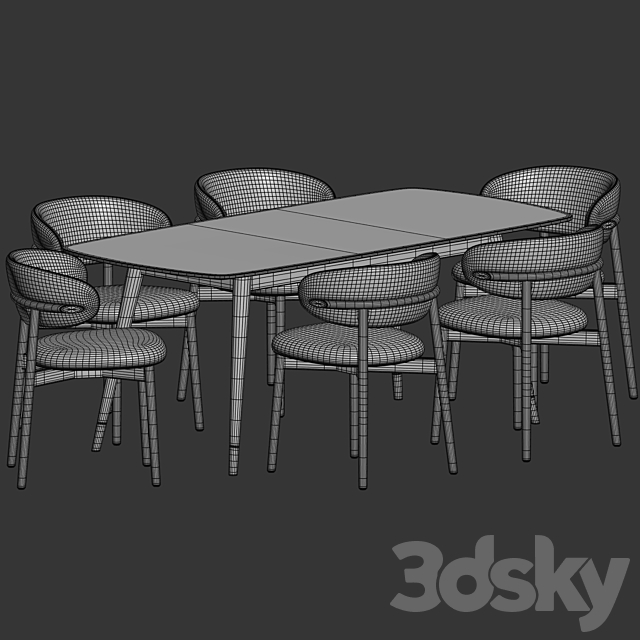 Dining Set 40 3DS Max Model - thumbnail 3