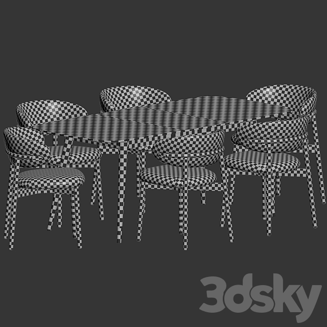 Dining Set 40 3DS Max Model - thumbnail 4