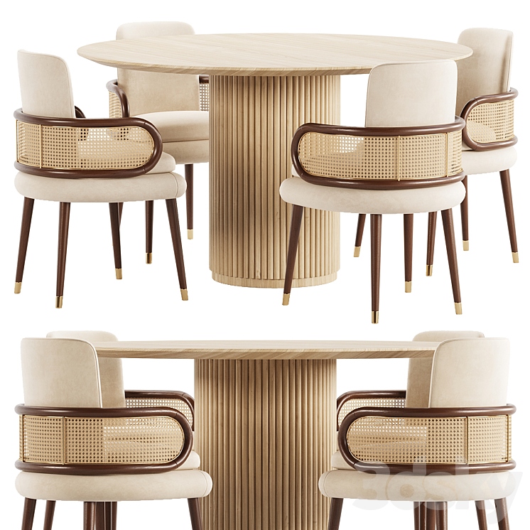 Dining Set 42 3DS Max Model - thumbnail 1