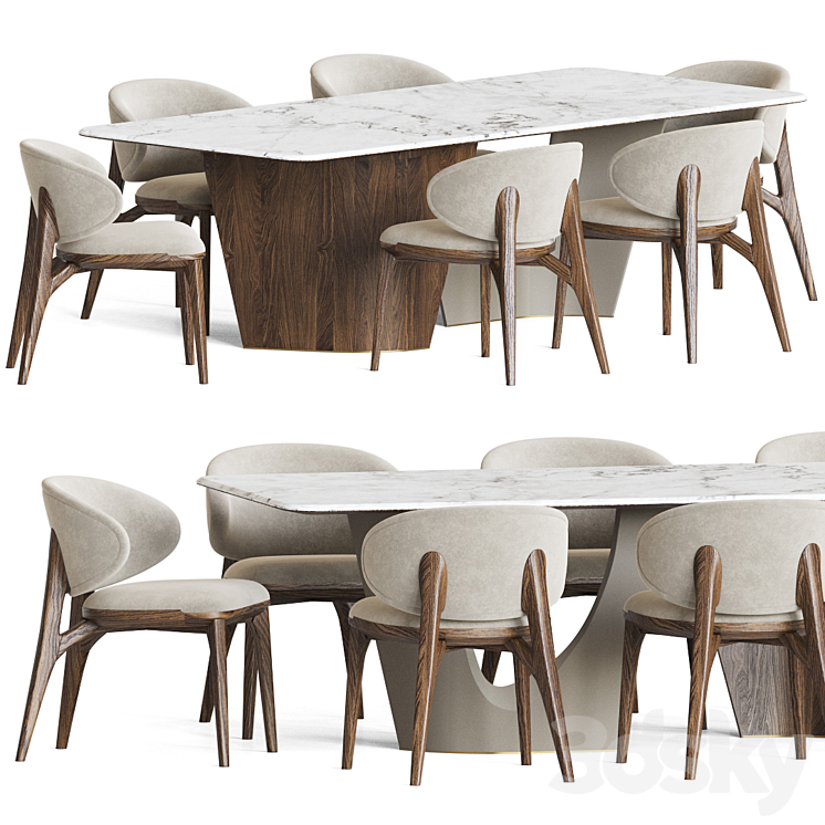 Dining Set 49 3DS Max Model - thumbnail 1