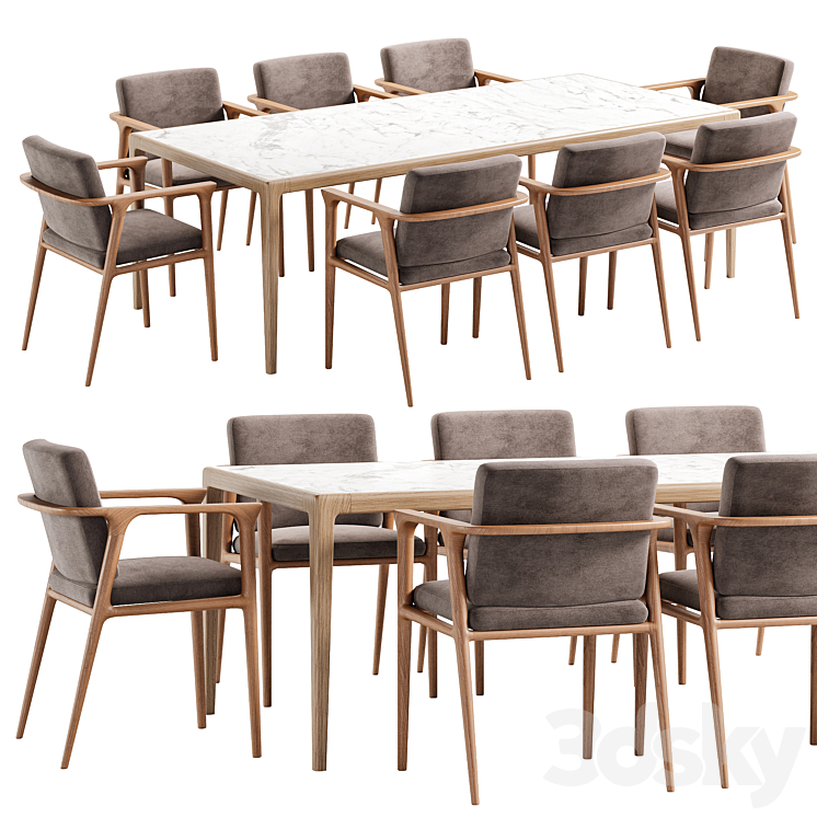 Dining Set 49 3DS Max Model - thumbnail 1