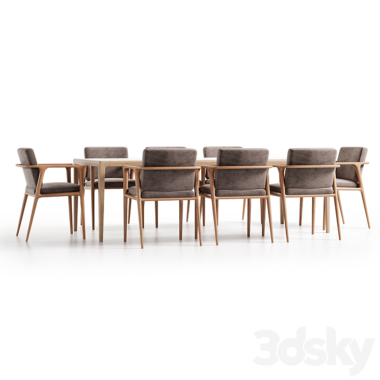 Dining Set 49 3DS Max Model - thumbnail 2