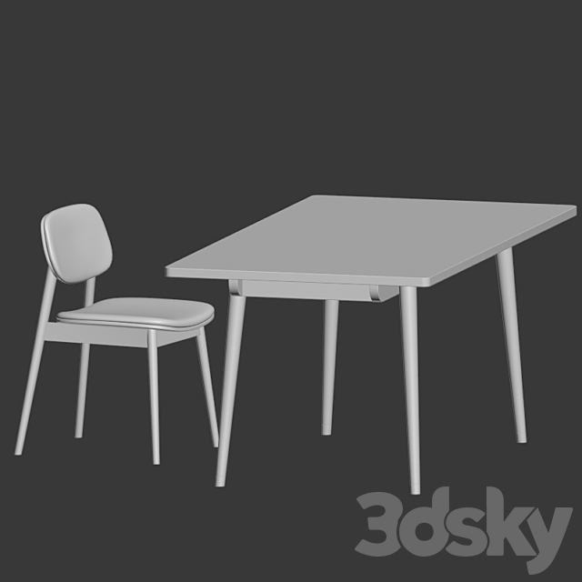 Dining Set 49 3DS Max Model - thumbnail 3