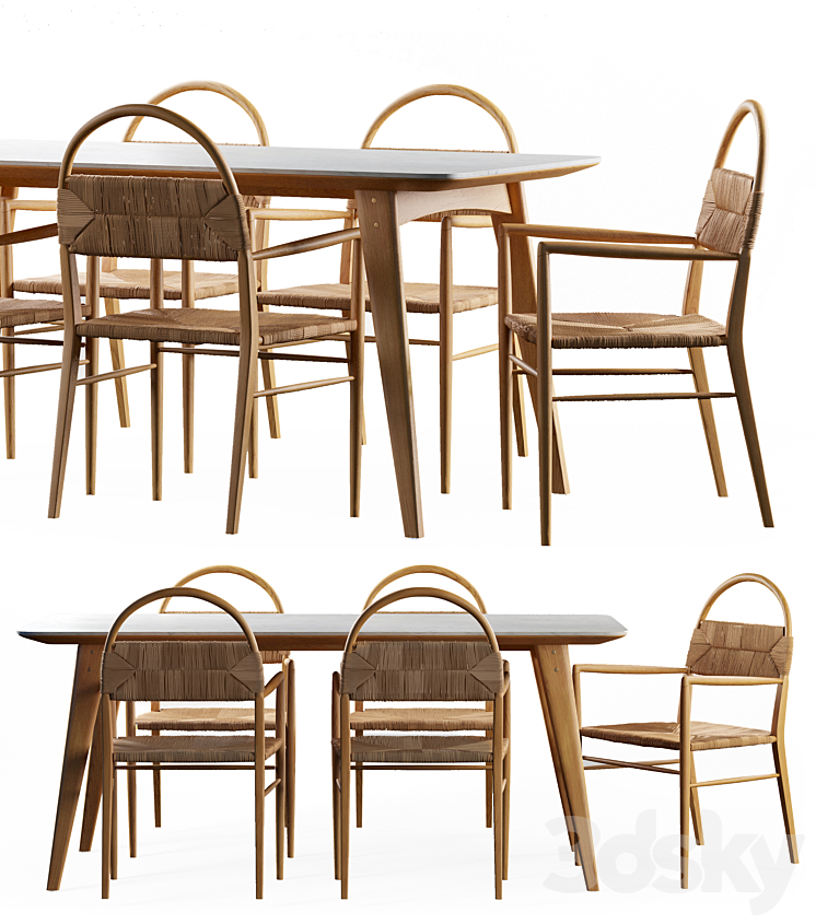 Dining set 5 3DS Max Model - thumbnail 1