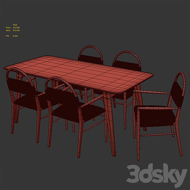 Dining set 5 3DS Max - thumbnail 2