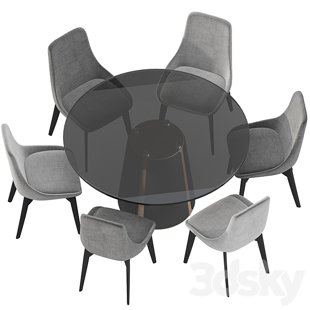 Dining set 5 3DSMax File - thumbnail 2