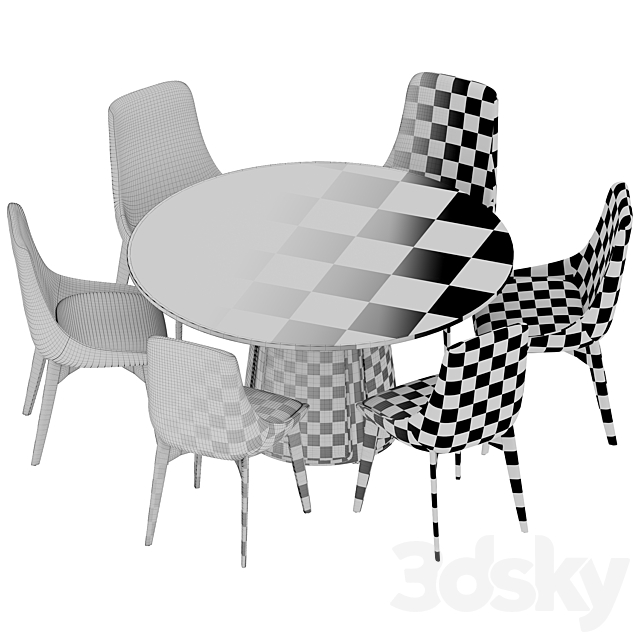 Dining set 5 3DSMax File - thumbnail 3