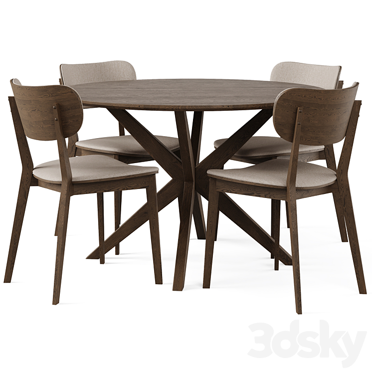 Dining Set 5 by Rowico Home 3DS Max Model - thumbnail 1