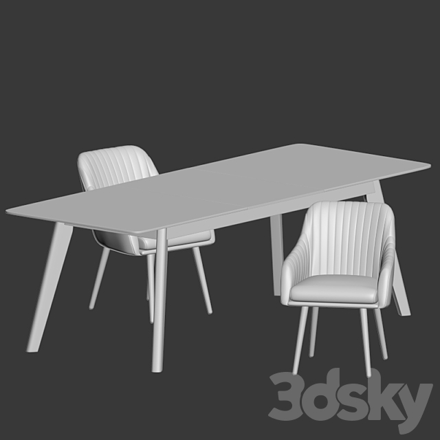 Dining Set 50 3DS Max Model - thumbnail 3