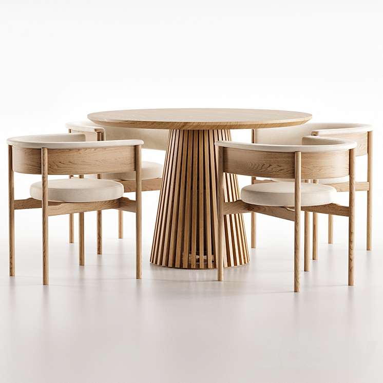 Dining Set 51 3DS Max Model - thumbnail 2