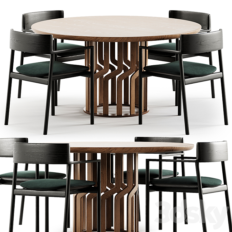 Dining Set 54 3DS Max Model - thumbnail 1