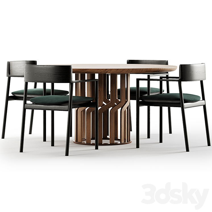 Dining Set 54 3DS Max Model - thumbnail 2