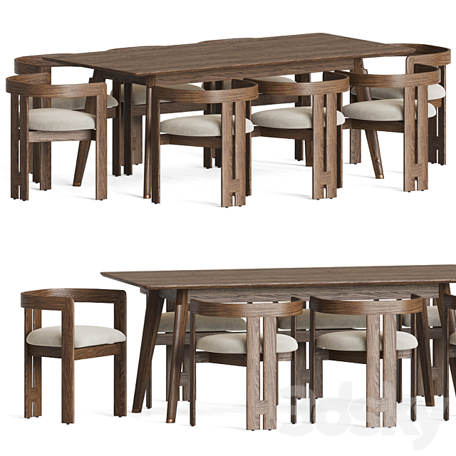 Dining Set 58 3DS Max Model - thumbnail 1