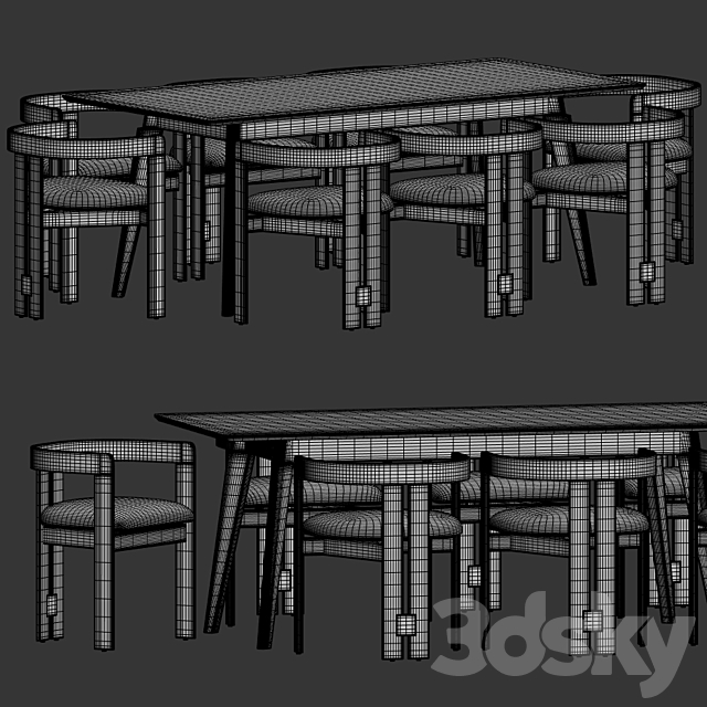 Dining Set 58 3DS Max Model - thumbnail 4