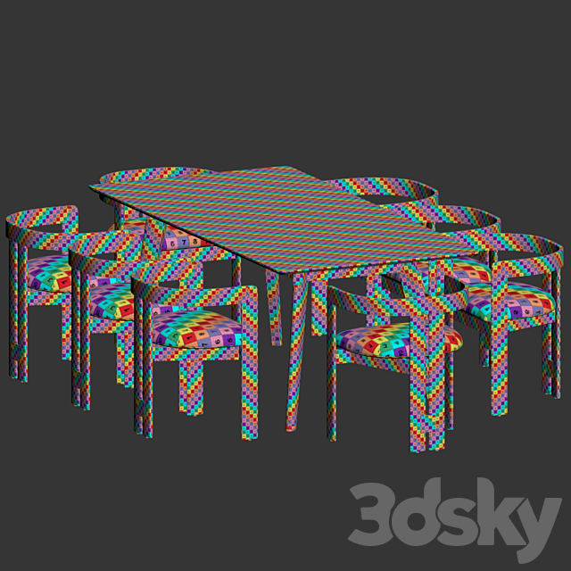 Dining Set 58 3DS Max Model - thumbnail 5