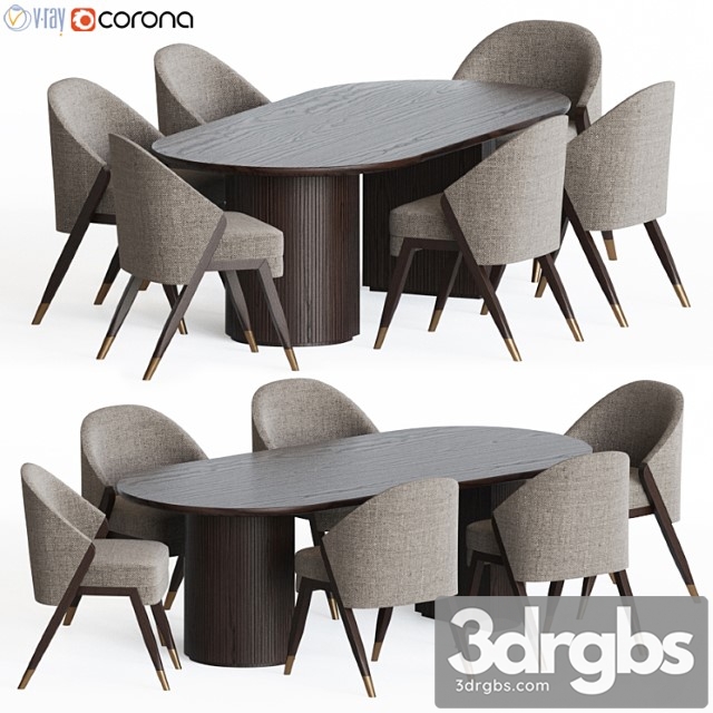 Dining Set 60 2 3dsmax Download - thumbnail 1