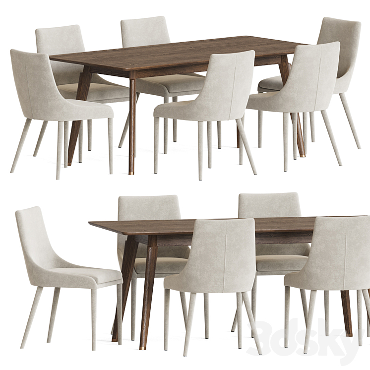 Dining Set 62 3DS Max Model - thumbnail 1