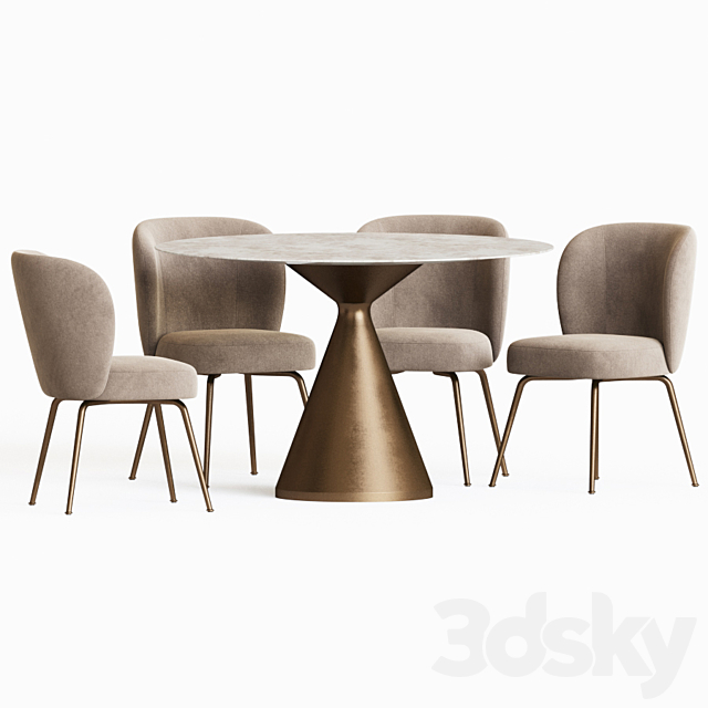 Dining Set 65 3DS Max Model - thumbnail 2