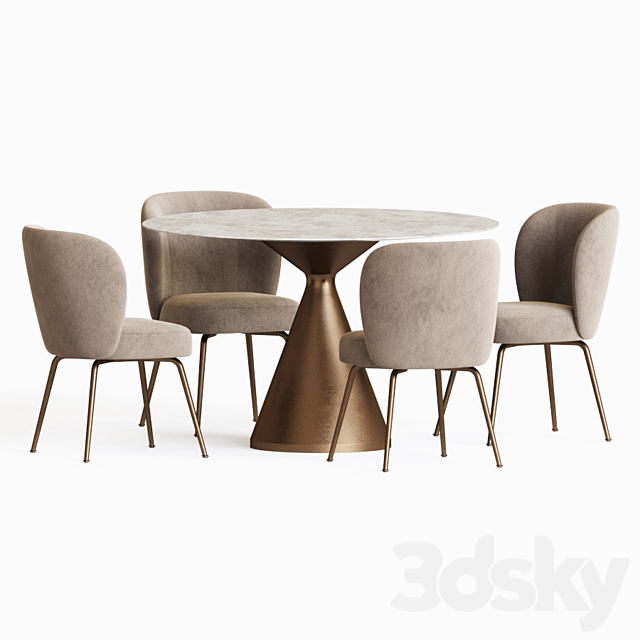 Dining Set 65 3DS Max Model - thumbnail 3