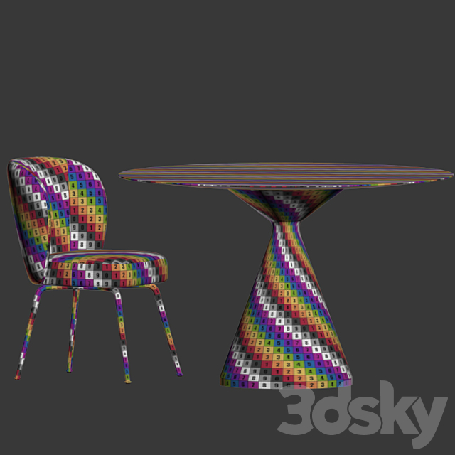 Dining Set 65 3DS Max Model - thumbnail 4