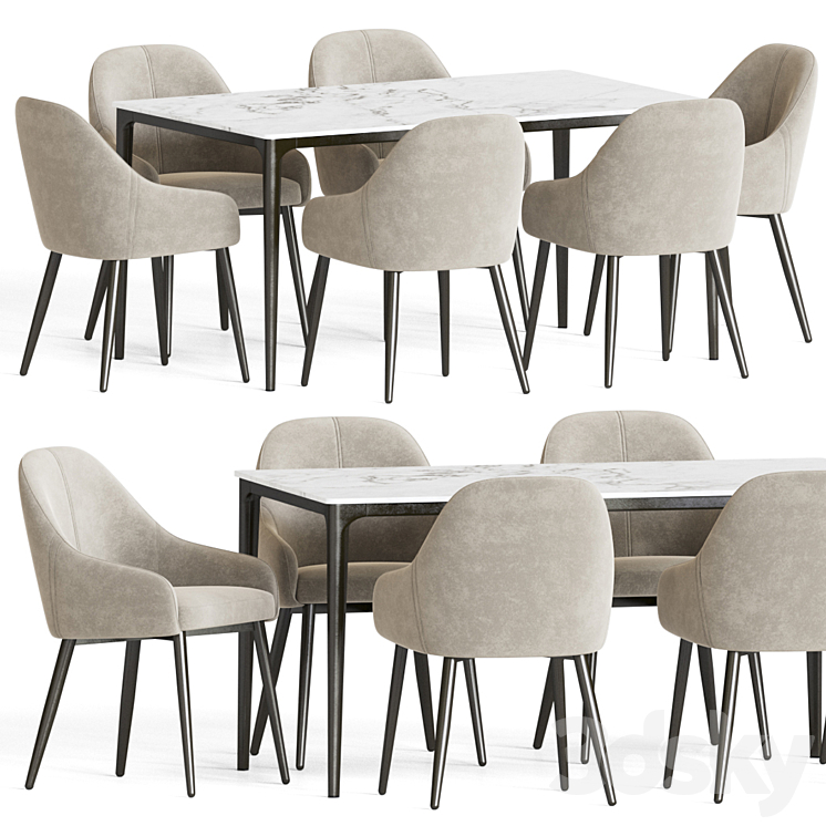 Dining Set 66 3DS Max Model - thumbnail 1