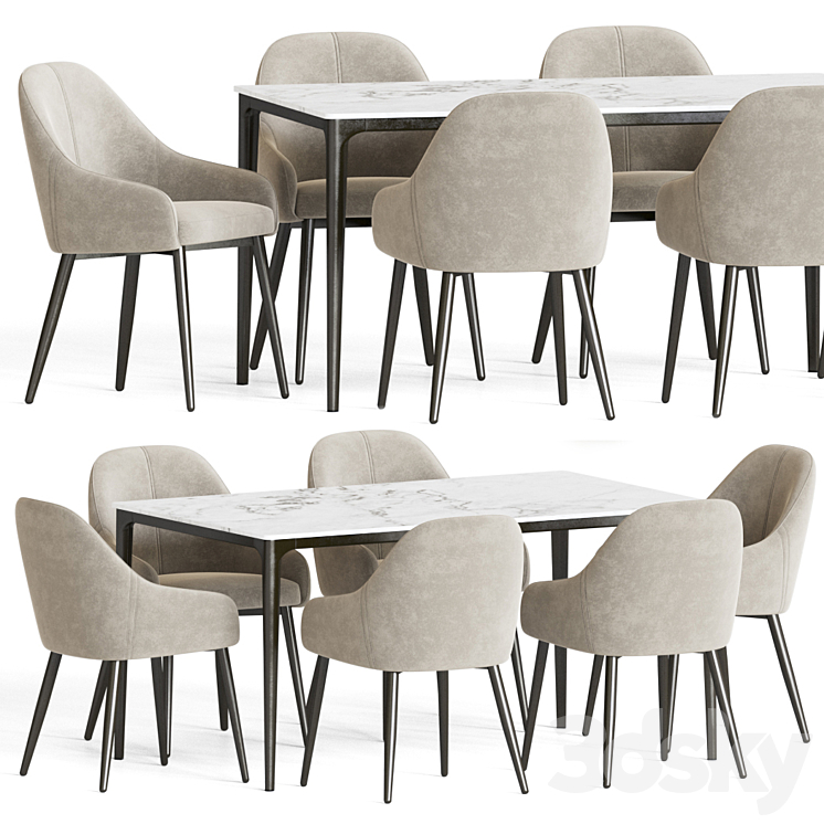 Dining Set 66 3DS Max Model - thumbnail 2