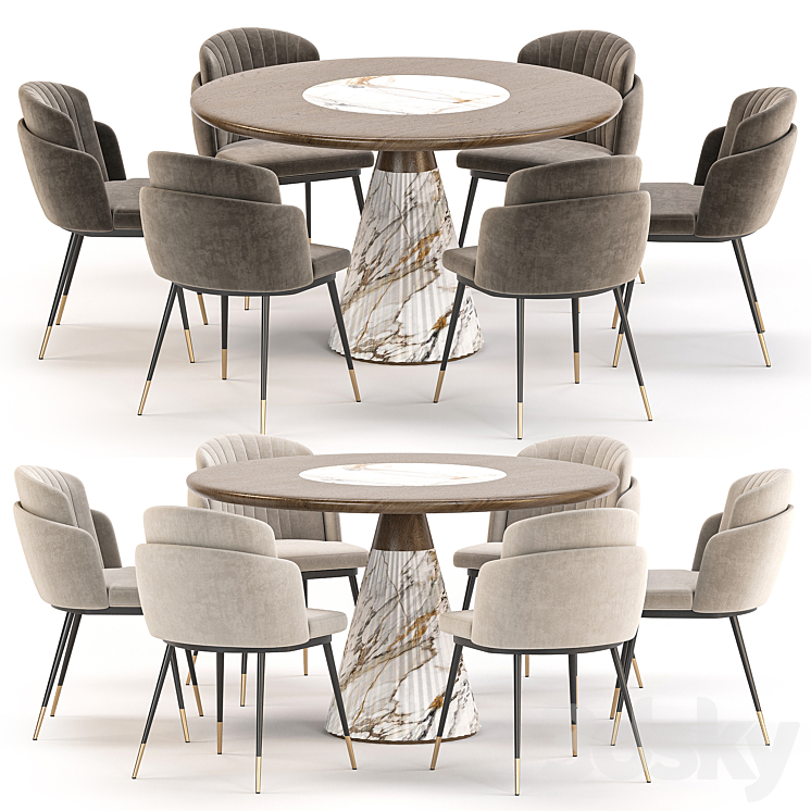 dining set 67 3DS Max Model - thumbnail 1