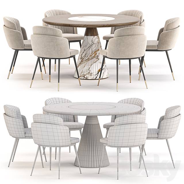 dining set 67 3DS Max Model - thumbnail 4