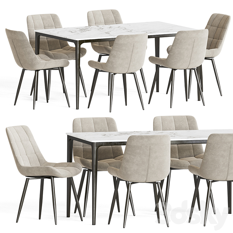 Dining Set 70 3DS Max Model - thumbnail 1