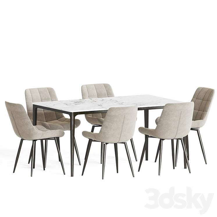 Dining Set 70 3DS Max Model - thumbnail 2