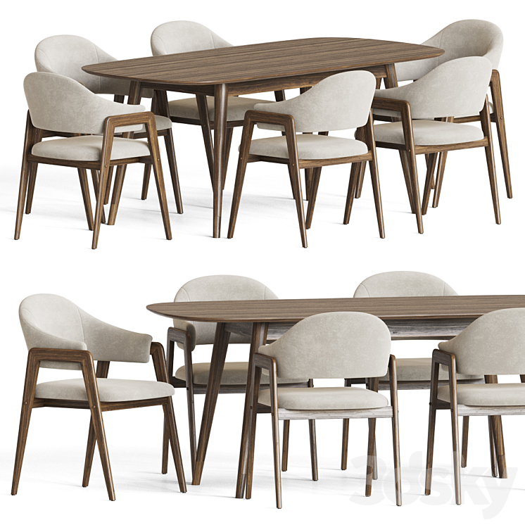 Dining Set 73 3DS Max Model - thumbnail 1