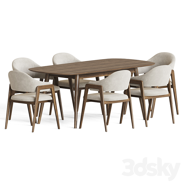 Dining Set 73 3DS Max Model - thumbnail 2